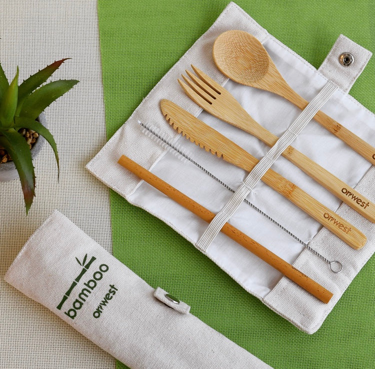 Organic Bamboo Travel Cutlery Set (5pcs)