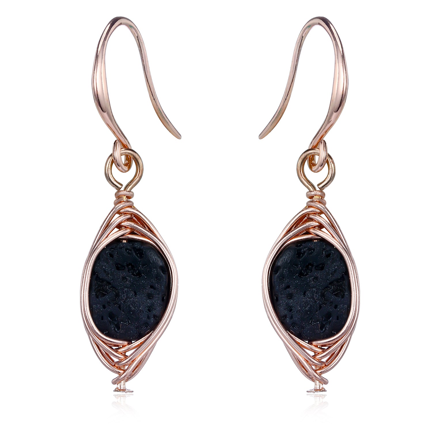 "Kate" Rose Gold Wrapped Lava Stone Earring