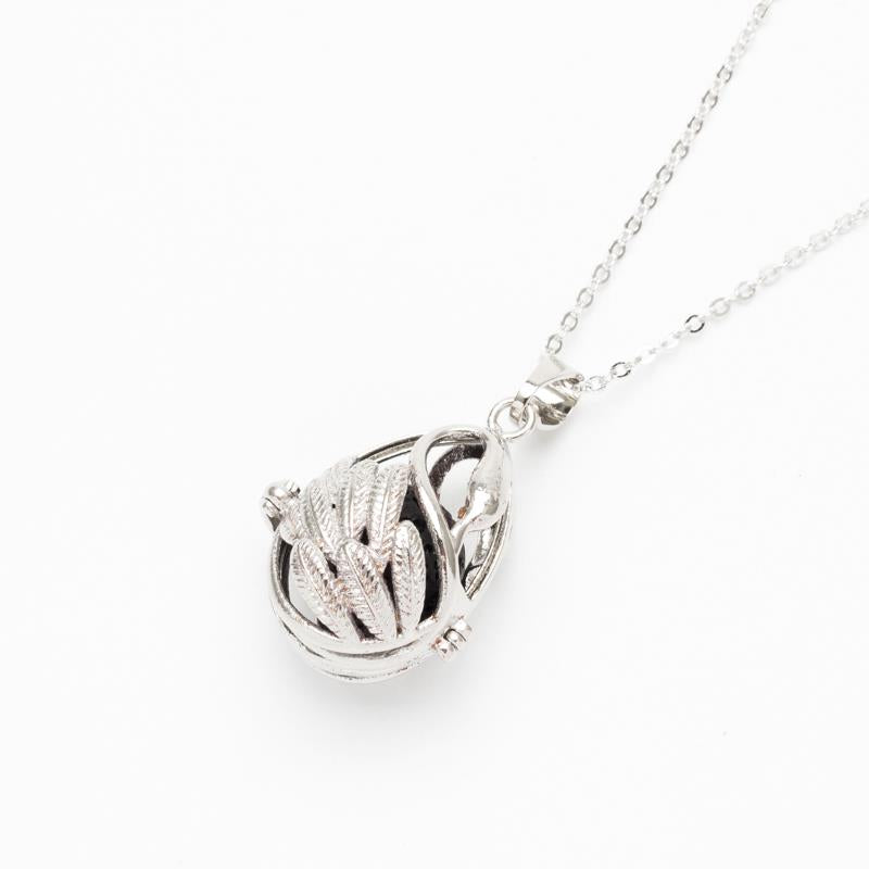 "SWAN" Lava Stone Aroma Locket Necklace